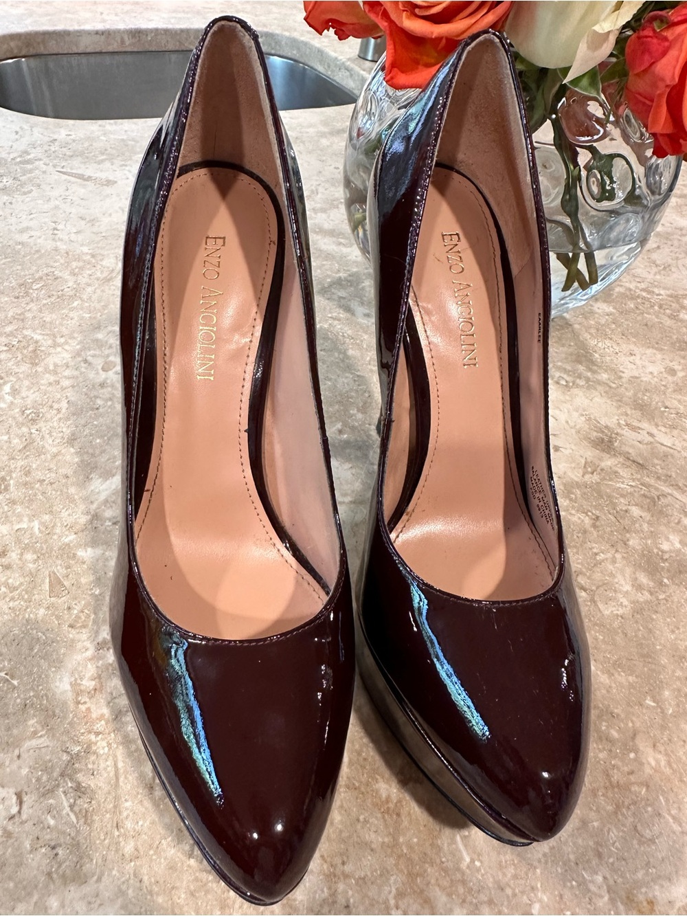 Enzo Angiolini Women's Dark Burgundy Patent Pointed-Toe Pumps